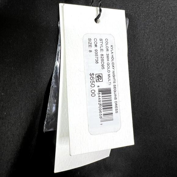 Milly Kyla Holiday Nights Sequin Mini Dress Black Gold Floral NEW 8 Cocktail - Picture 8 of 9